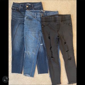 Lot of 3: skinny, distressed, cropped denim